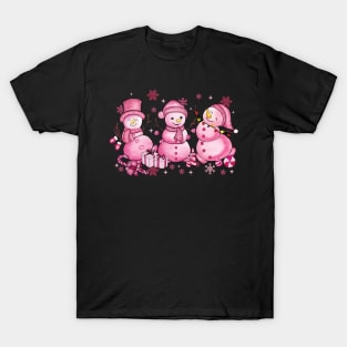 Pink Crhistmas Snowman T-Shirt